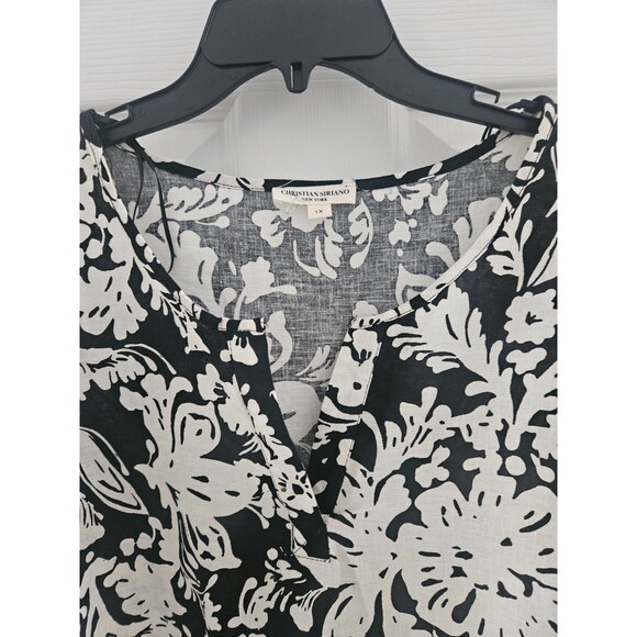 NWT Womens 1X Christian Siriano LINEN Blend Black & White Cap sleeve shirt - Picture 6 of 8